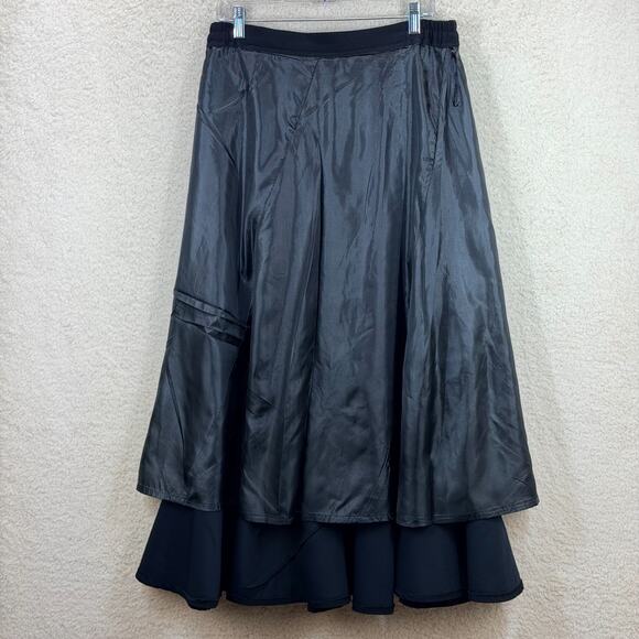 Ashro A Line Silhouette Bias Cut Black Maxi Skirt Women 14 Lined Cocktail Party - Picture 3 of 9